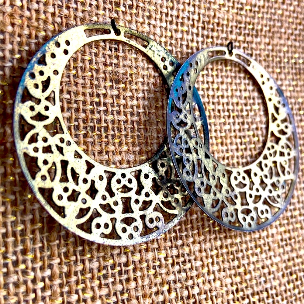 Antique Brass Feligree Hoops